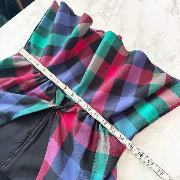 Tularosa Otis Black Multi Plaid Cropped Plunge Neckline Top women’s size small - Picture 14 of 14